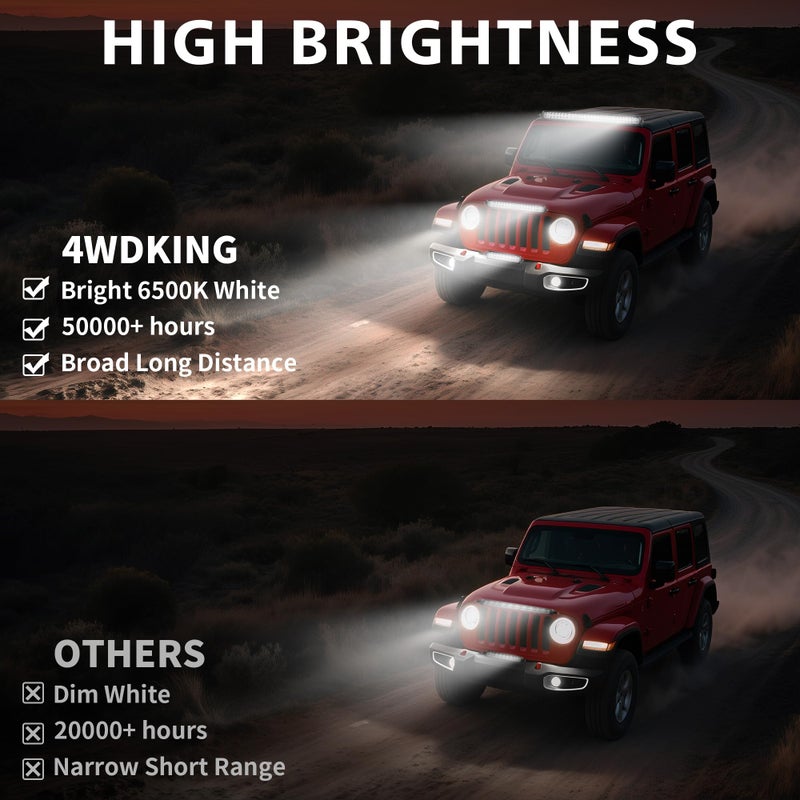 4WDKING LED Light Bar 50 inch IP68&IP69K Waterproof Dual Row Off Road Light Bar with DT Connector 300W Flood and Spot Combo Beam Work Light for Truck Cars ATV UTV Boat - Image 5